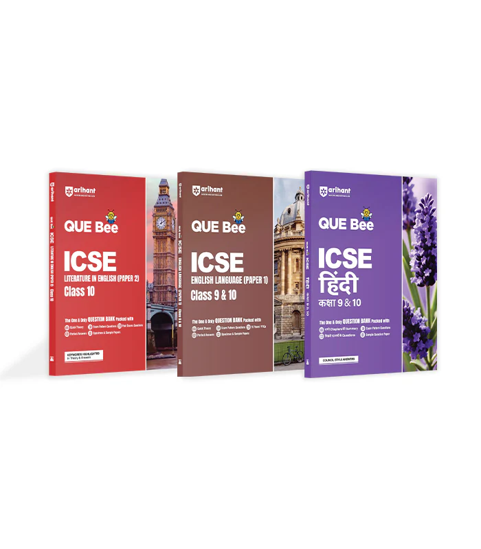 Combo of ICSE QUE Bee Class 10th Exam 2026| English Lit, English (9 & 10) & Hindi (9 &10) | English Medium