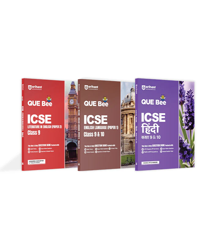 Combo of ICSE QUE Bee Class 9th Exam 2026| English, Hindi & English Lit | English Medium