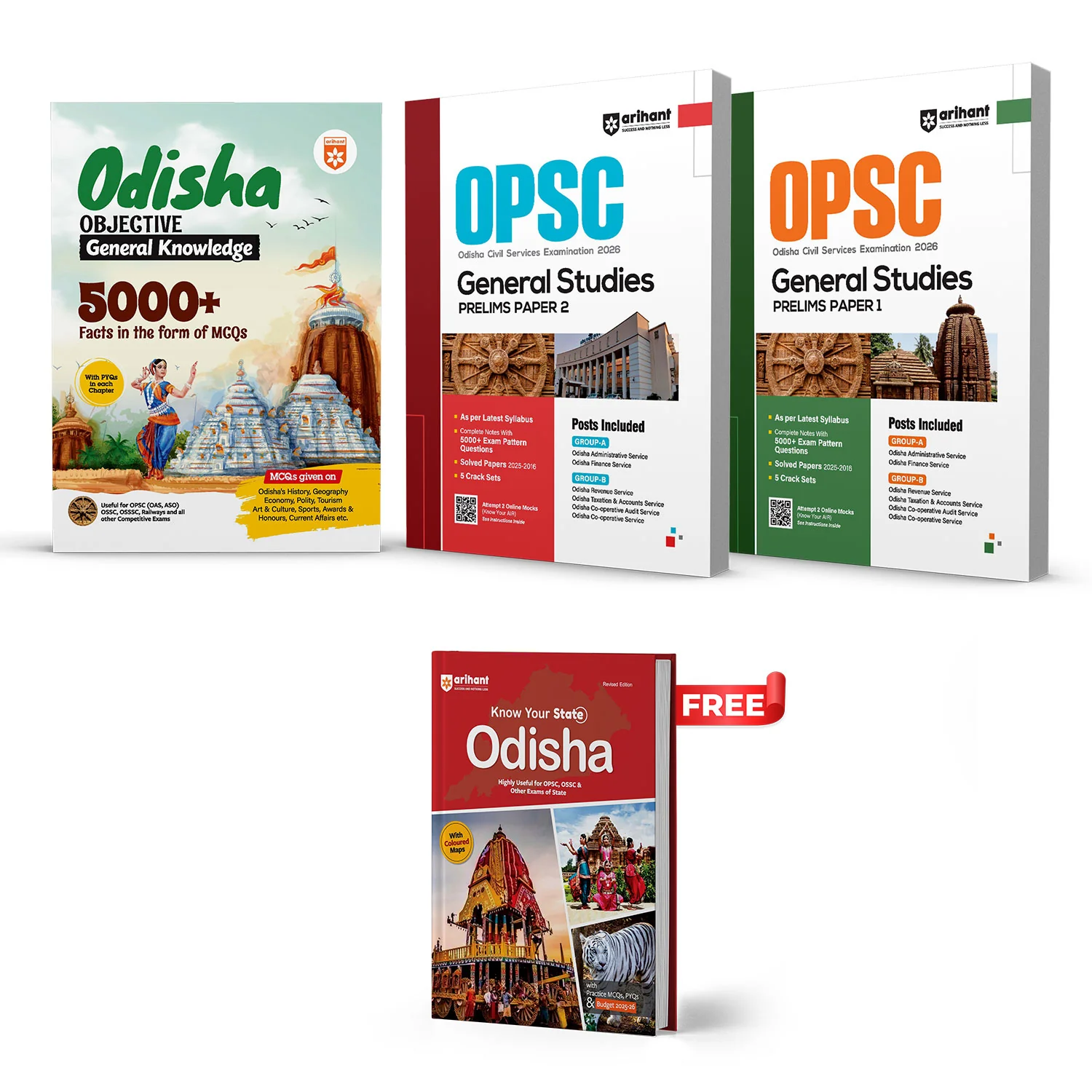 Combo of OPSC Prelims 2026 | Gen. Studies (Paper-1) & Gen. Studies (Paper-2) & Objective General Knowledge | With Free Know Youre State Odisha | English Medium