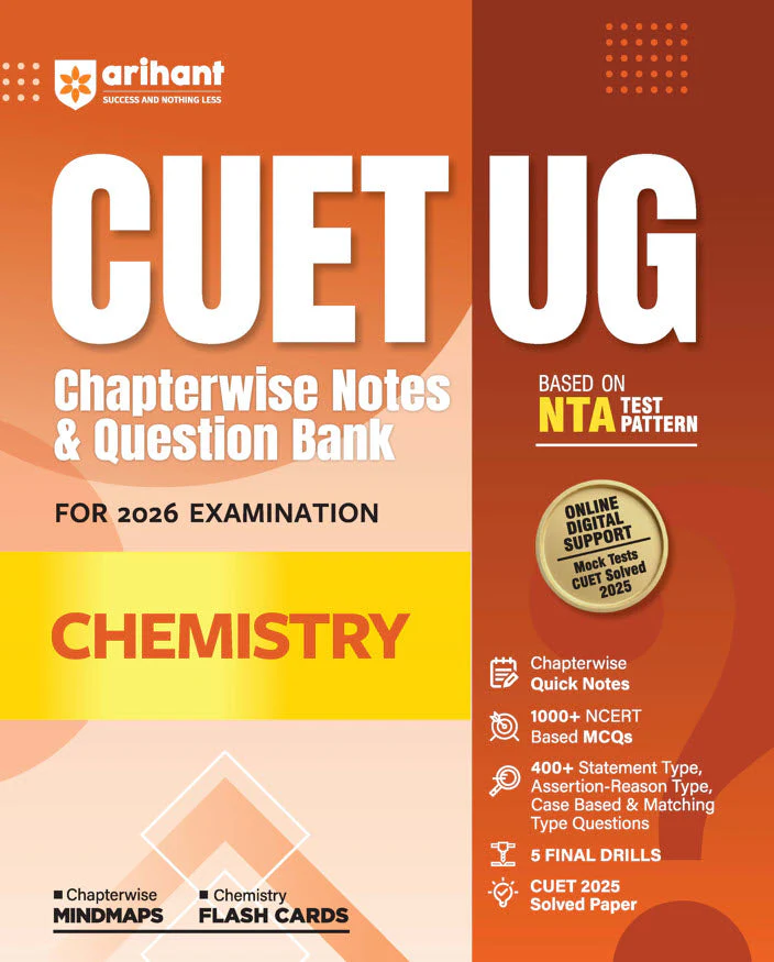 CUET UG 2026 Chemistry | Chapterwise Notes & Question Bank | Based on NTA Pattern | 1000+ NCERT MCQs, Assertion Reason & Case-Based Questions | Chapterwise Mindmaps & Flash Cards | Free Online Digital Support
